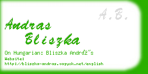 andras bliszka business card